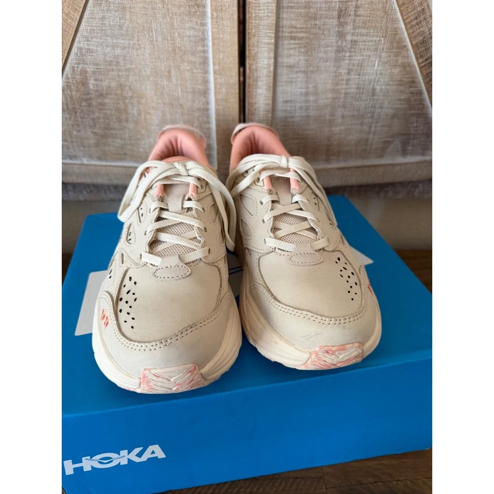 Hoka Clifton LS Vibrant Blooms Cream Floral Embroidery Sneakers 1150911 Size 7.5
